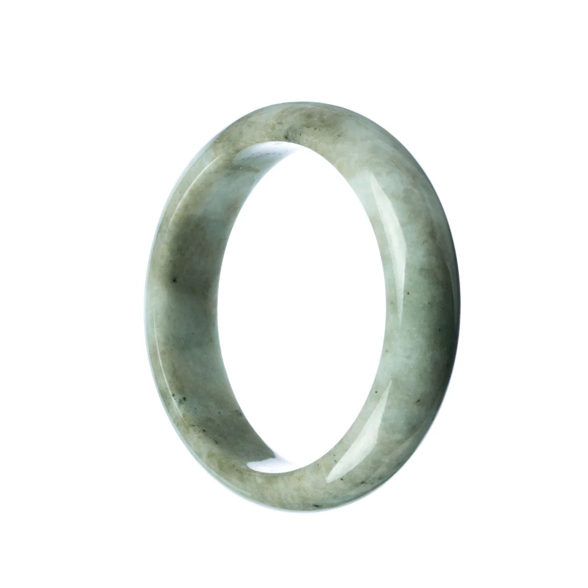 Genuine Grade A Grey Green Burmese Jade Bangle Bracelet - 59mm Half Moon