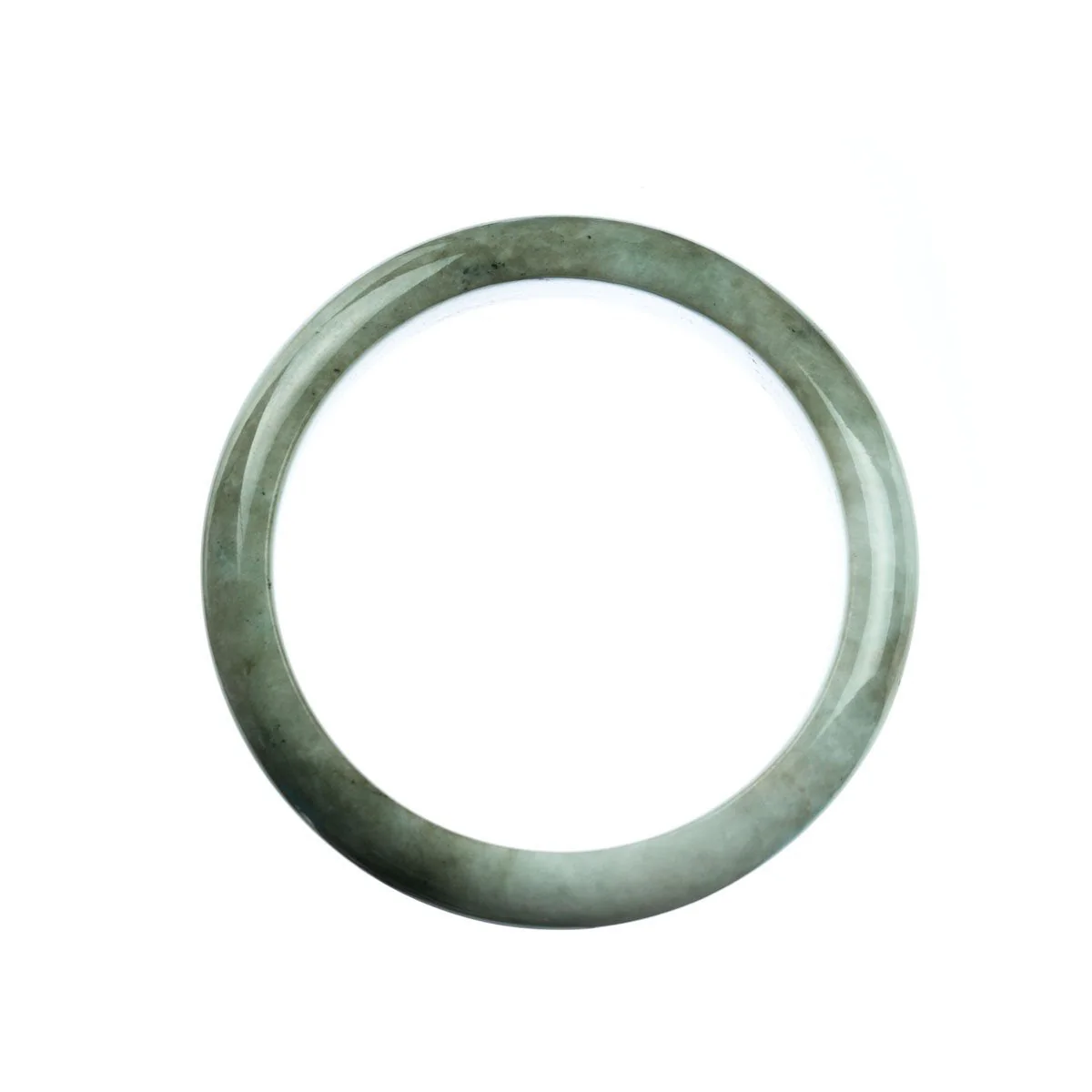 Genuine Grade A Grey Green Burmese Jade Bangle Bracelet - 59mm Half Moon - Image 4