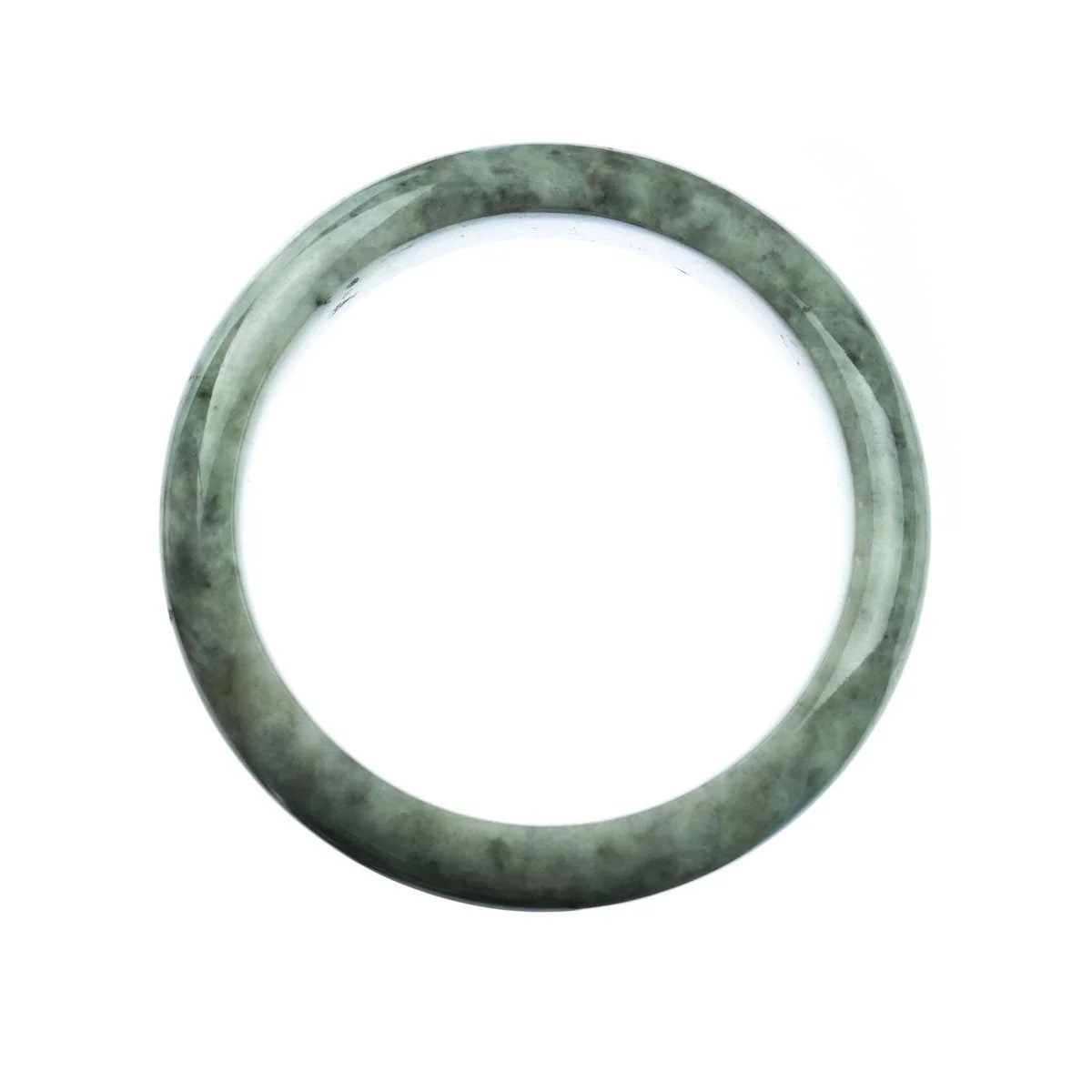 Certified Untreated Grey Green Jade Bangle Bracelet - 58mm Half Moon - Image 3