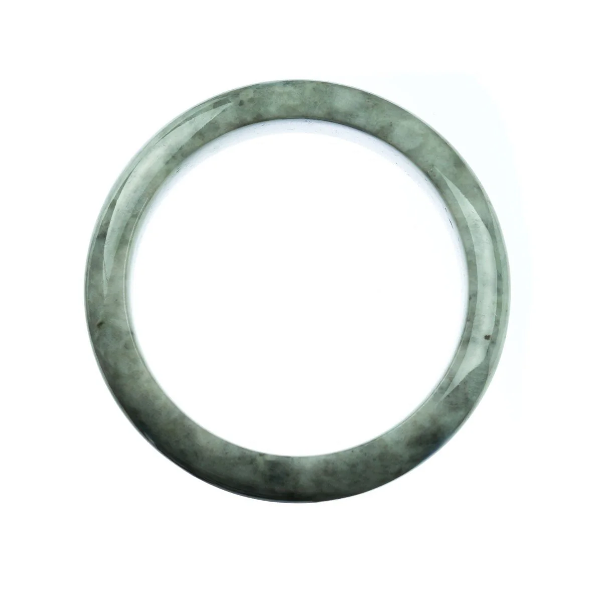 Certified Untreated Grey Green Jade Bangle Bracelet - 58mm Half Moon - Image 4