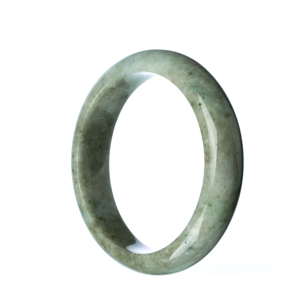 Genuine Grade A Grey Burma Jade Bangle Bracelet - 59mm Half Moon