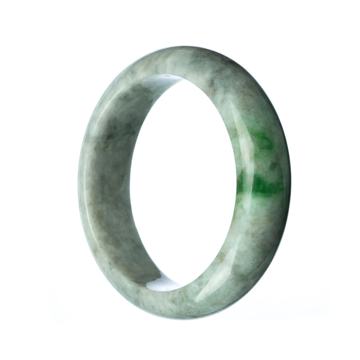 Real Grade A Grey Jade Bangle Bracelet - 58mm Half Moon