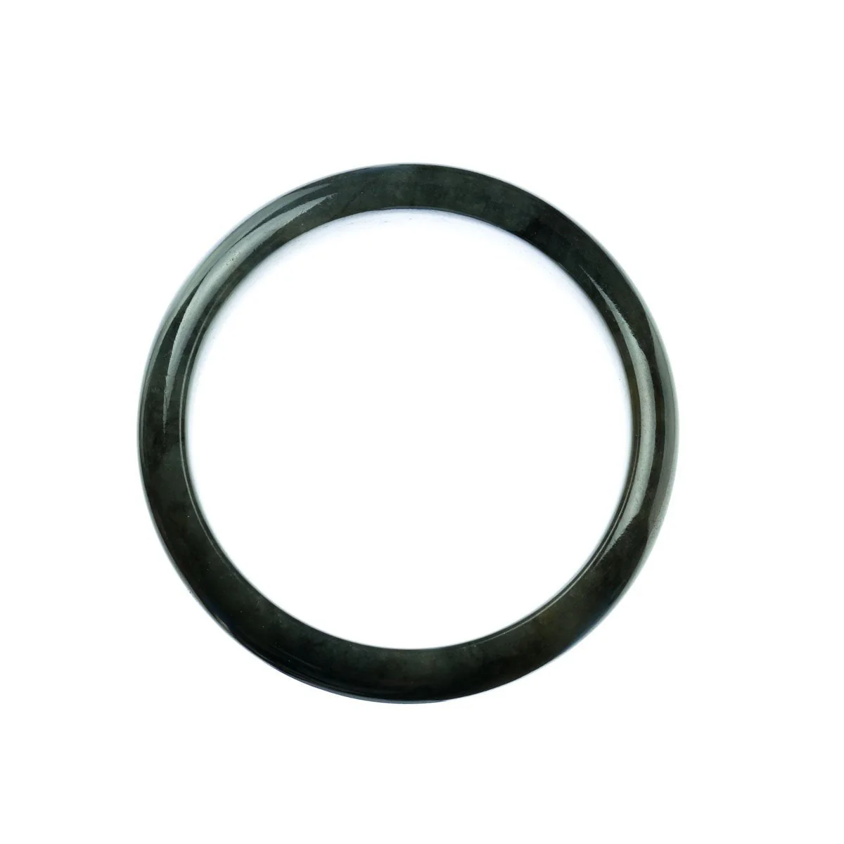 Authentic Type A Grey Traditional Jade Bangle - 57mm Half Moon - Image 4