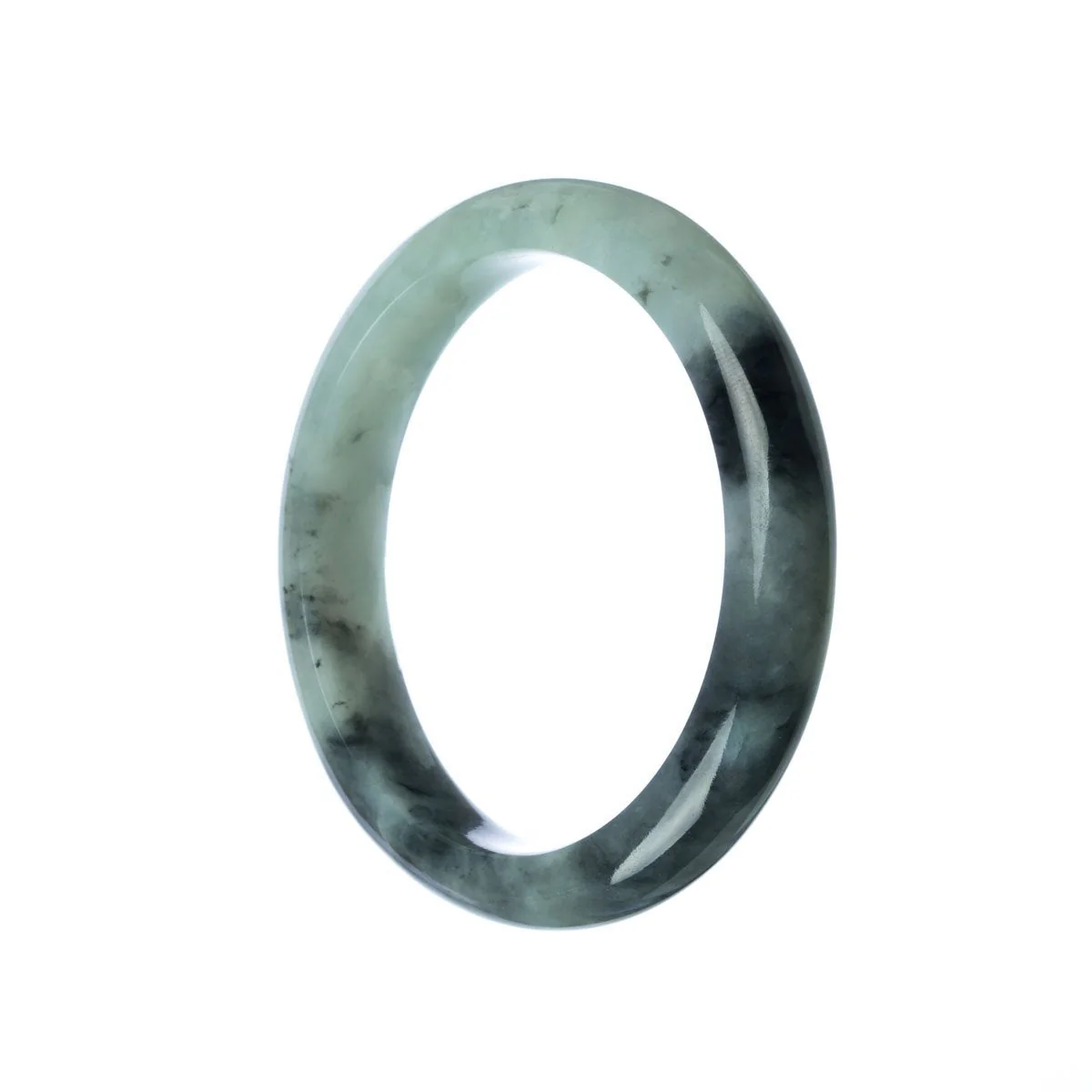 Genuine Grade A Grey Jade Bracelet - 58mm Semi Round - Image 2