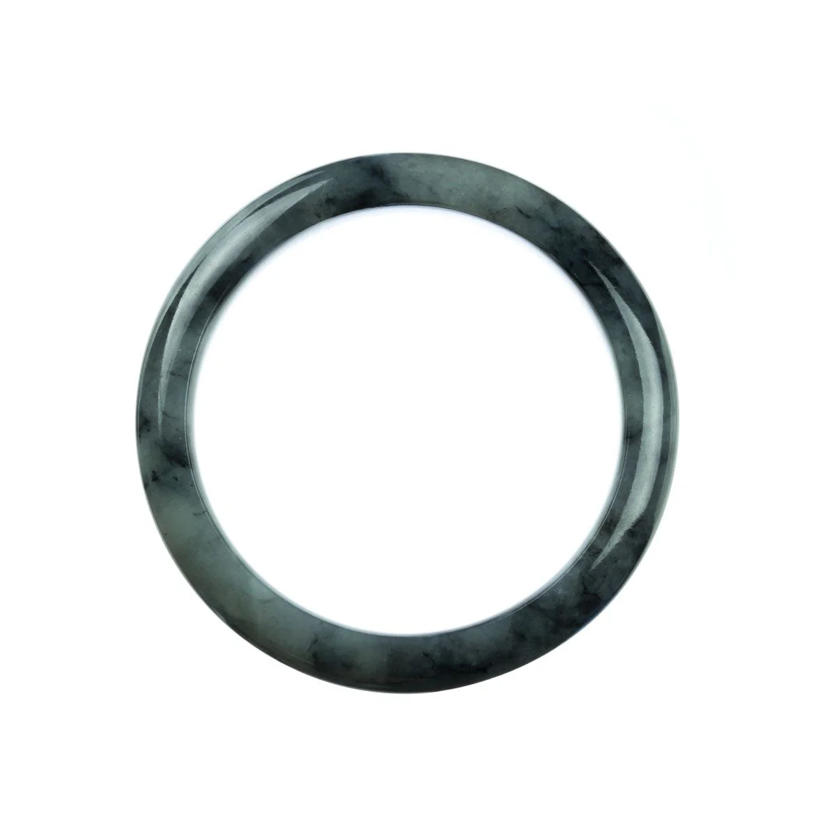 Certified Grade A Grey Traditional Jade Bangle - 58mm Semi Round - Image 4