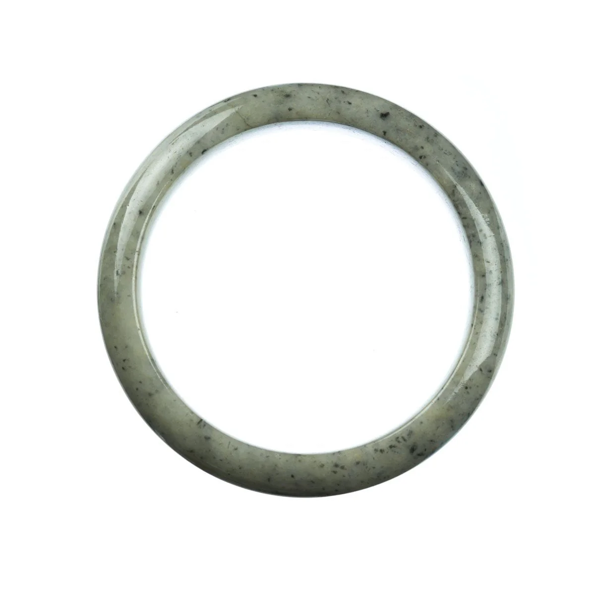 Genuine Natural Grey Jade Bangle Bracelet - 63mm Half Moon - Image 3