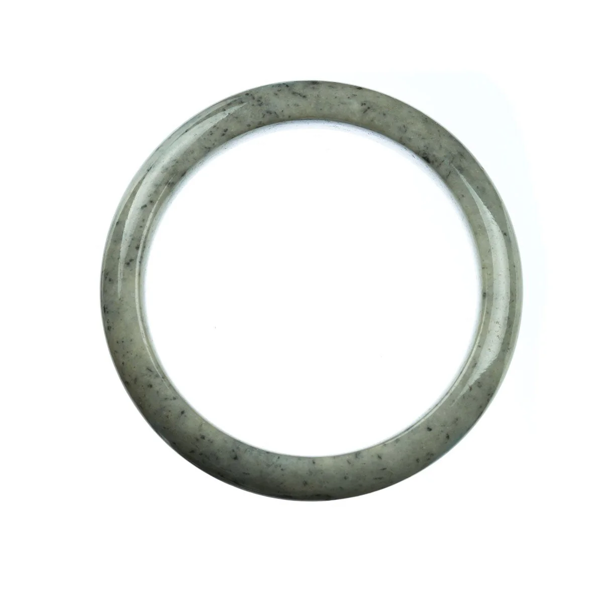 Genuine Natural Grey Jade Bangle Bracelet - 63mm Half Moon - Image 4