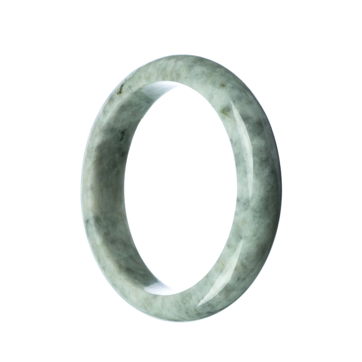 Genuine Grade A Grey Jadeite Jade Bangle - 63mm Half Moon