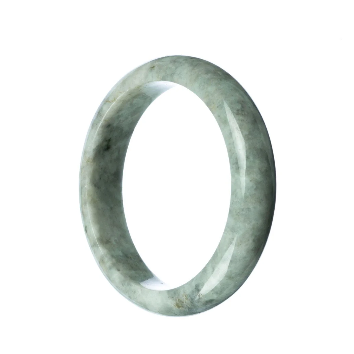 Genuine Grade A Grey Jadeite Jade Bangle - 63mm Half Moon - Image 2