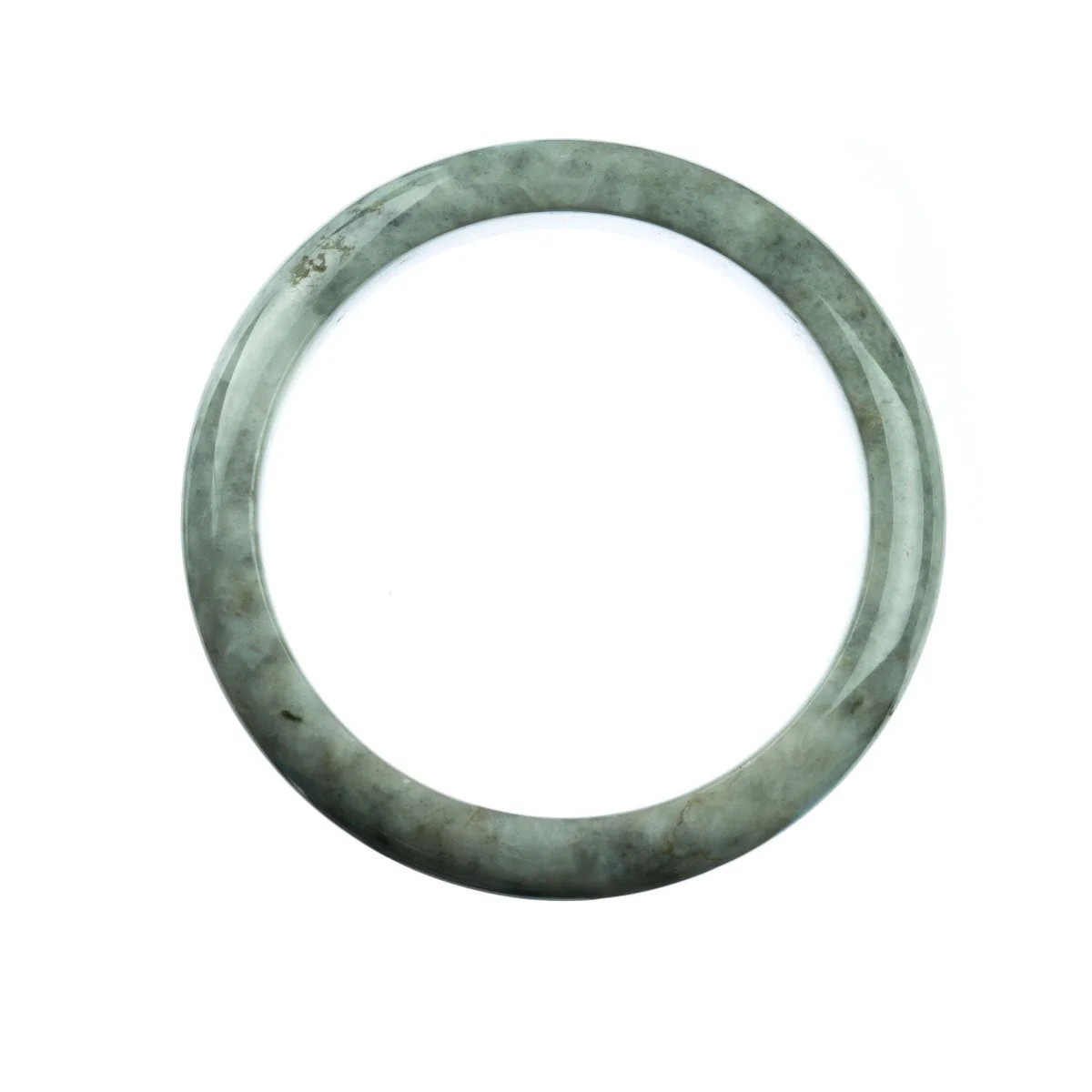 Genuine Grade A Grey Jadeite Jade Bangle - 63mm Half Moon - Image 3