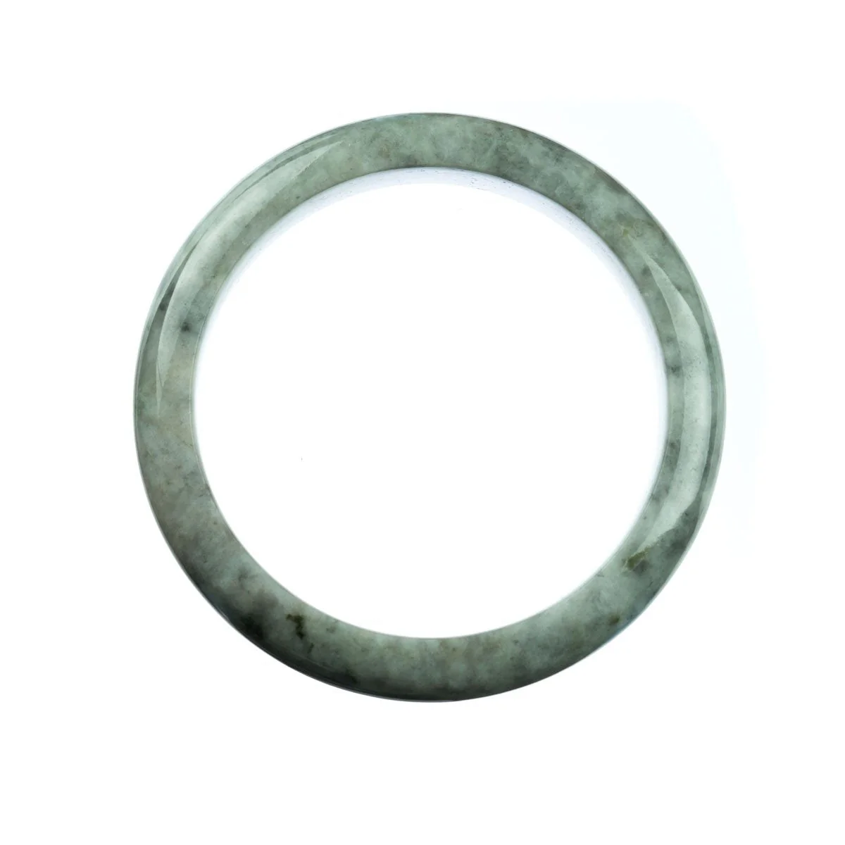Genuine Grade A Grey Jadeite Jade Bangle - 63mm Half Moon - Image 4