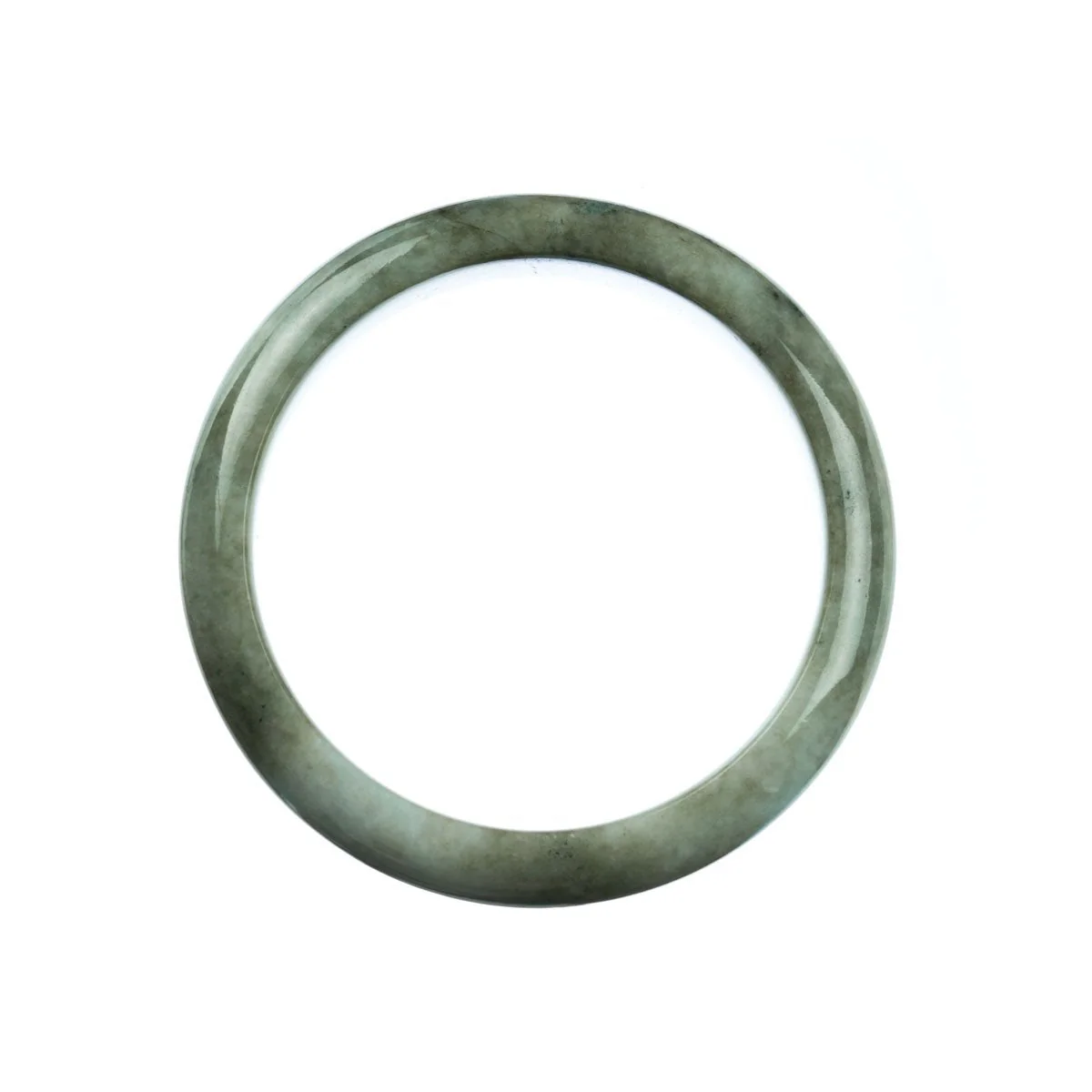 Genuine Grade A Grey Jadeite Jade Bangle - 59mm Half Moon - Image 3