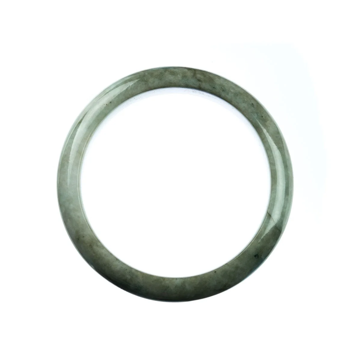 Genuine Grade A Grey Jadeite Jade Bangle - 59mm Half Moon - Image 4