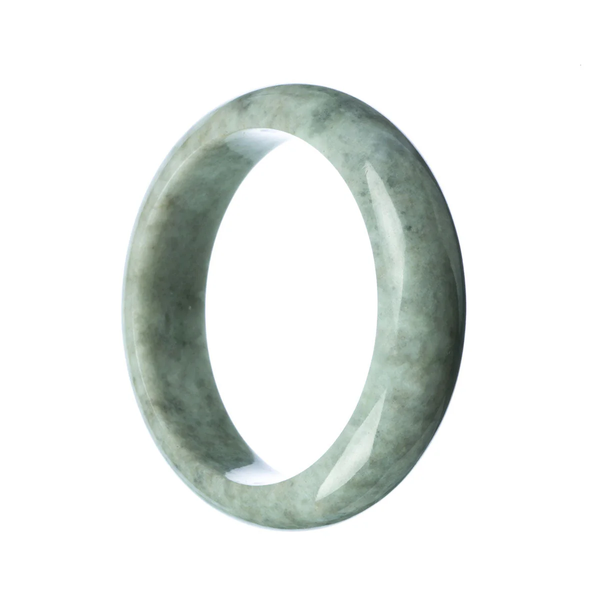 Genuine Grade A Grey Jade Bangle Bracelet - 62mm Half Moon