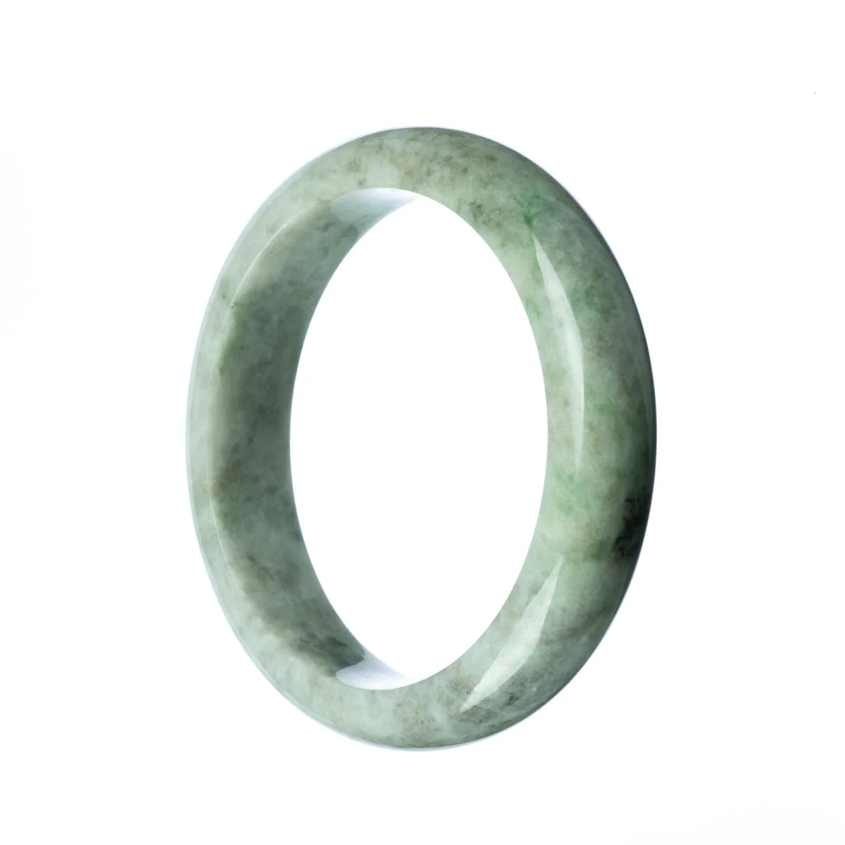 Authentic Natural Grey Jadeite Bangle Bracelet - 63mm Half Moon