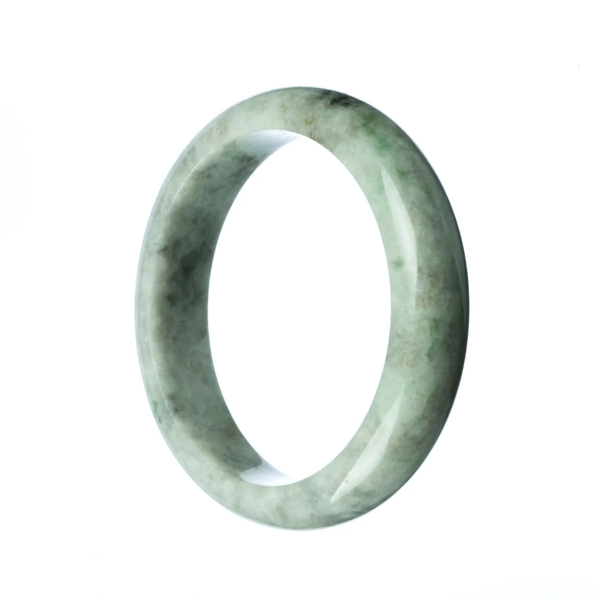 Authentic Natural Grey Jadeite Bangle Bracelet - 63mm Half Moon - Image 2