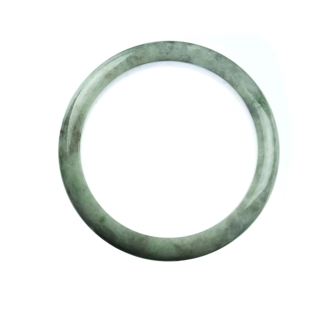 Authentic Natural Grey Jadeite Bangle Bracelet - 63mm Half Moon - Image 3