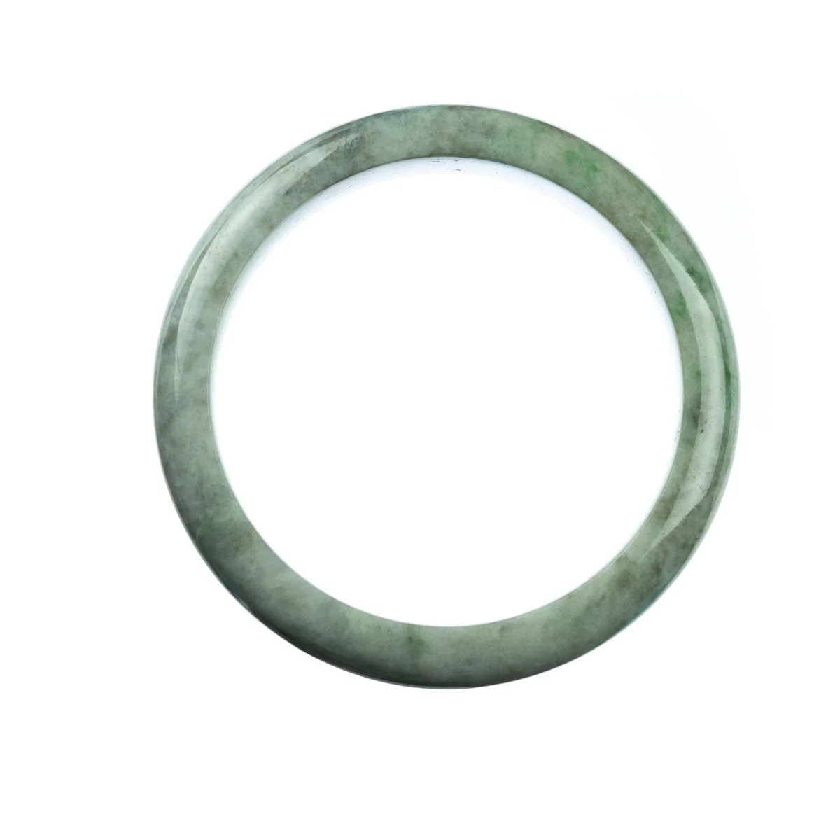 Authentic Natural Grey Jadeite Bangle Bracelet - 63mm Half Moon - Image 4
