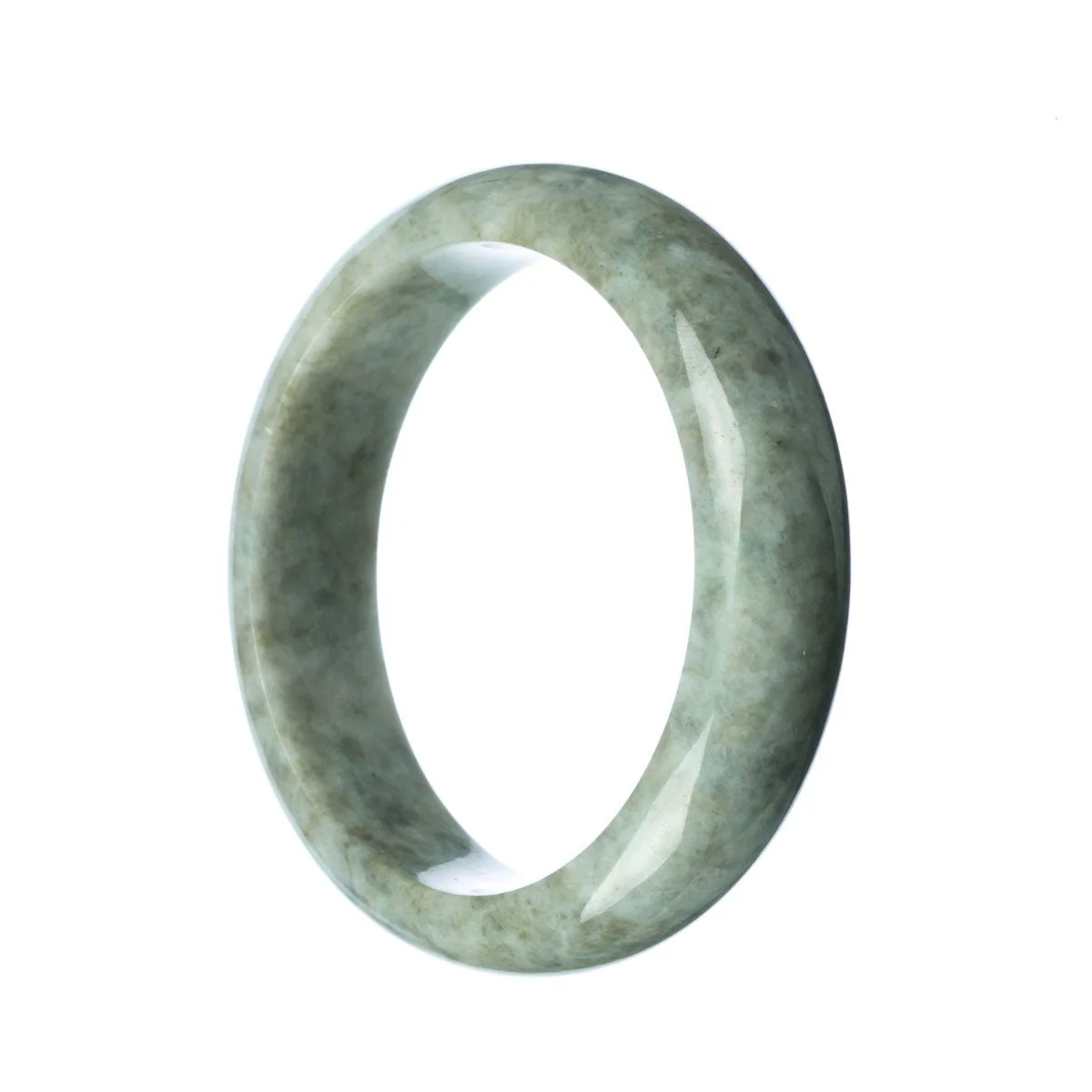 Genuine Untreated Grey Traditional Jade Bangle - 63mm Half Moon - Image 2