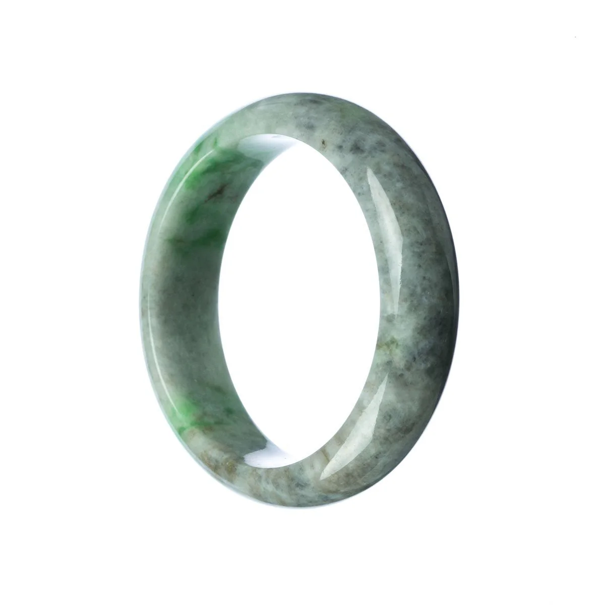 Genuine Type A Grey Burma Jade Bangle Bracelet - 63mm Half Moon - Image 2