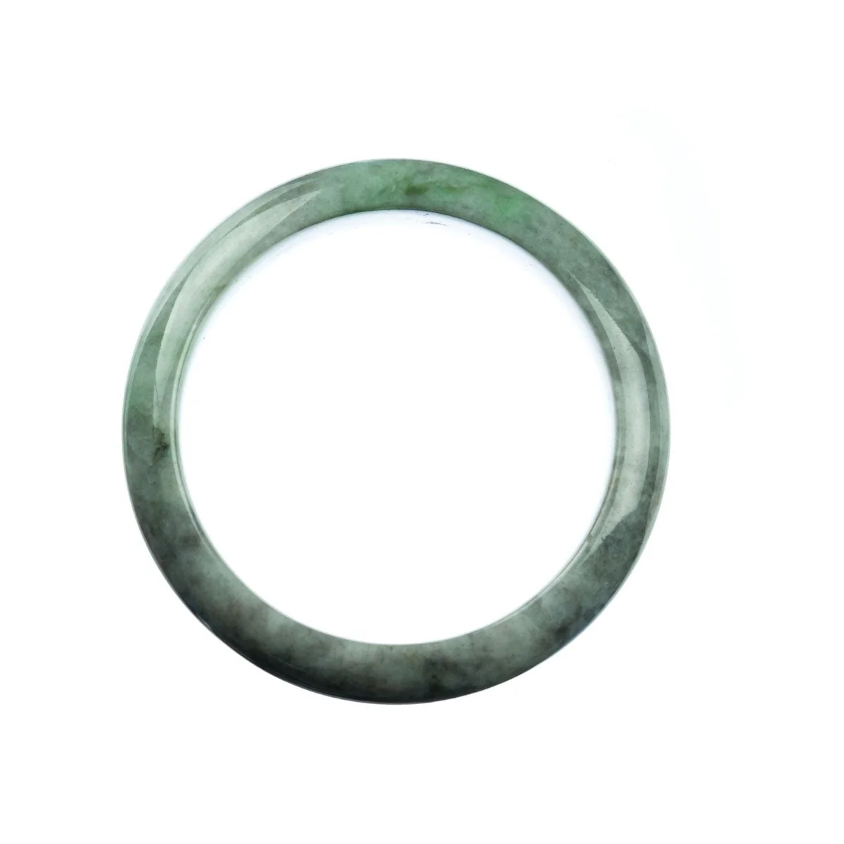 Genuine Type A Grey Burma Jade Bangle Bracelet - 63mm Half Moon - Image 3