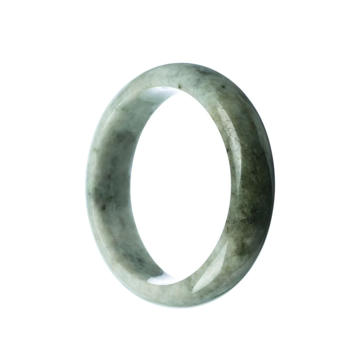 Certified Grade A Grey Traditional Jade Bangle Bracelet - 59mm Half Moon - Image 2