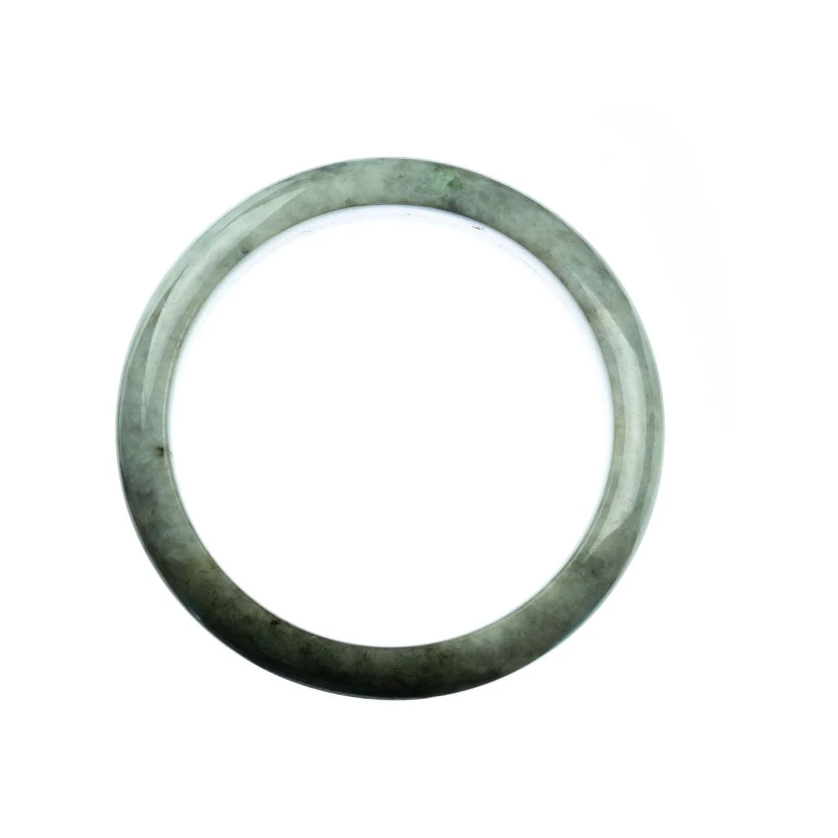 Certified Grade A Grey Traditional Jade Bangle Bracelet - 59mm Half Moon - Image 3