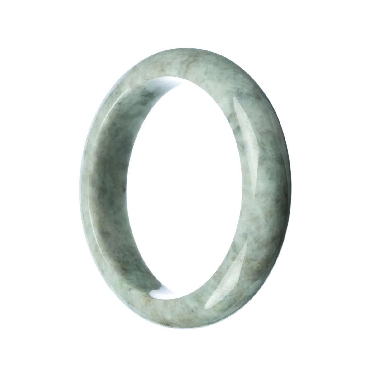 Certified Untreated Grey Jadeite Jade Bracelet - 62mm Half Moon - Image 2