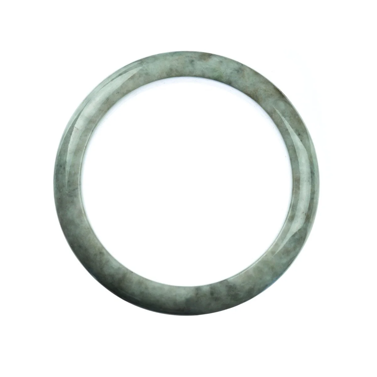 Certified Untreated Grey Jadeite Jade Bracelet - 62mm Half Moon - Image 3