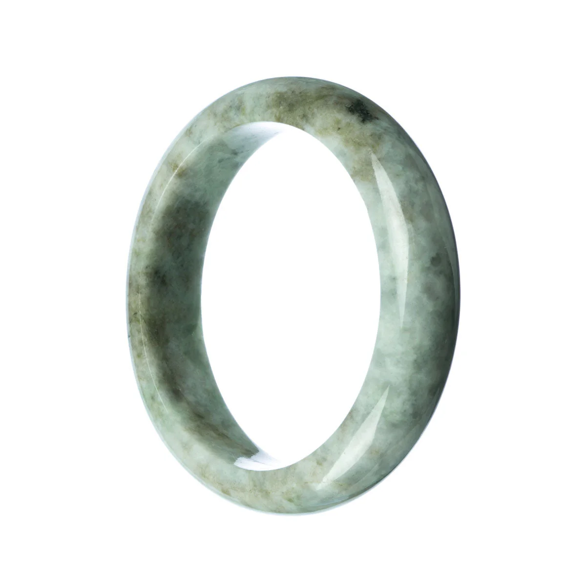 Genuine Grade A Grey Burma Jade Bracelet - 62mm Half Moon