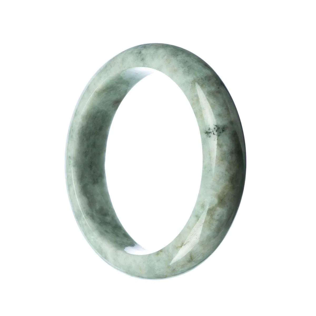 Genuine Grade A Grey Burma Jade Bracelet - 62mm Half Moon - Image 2