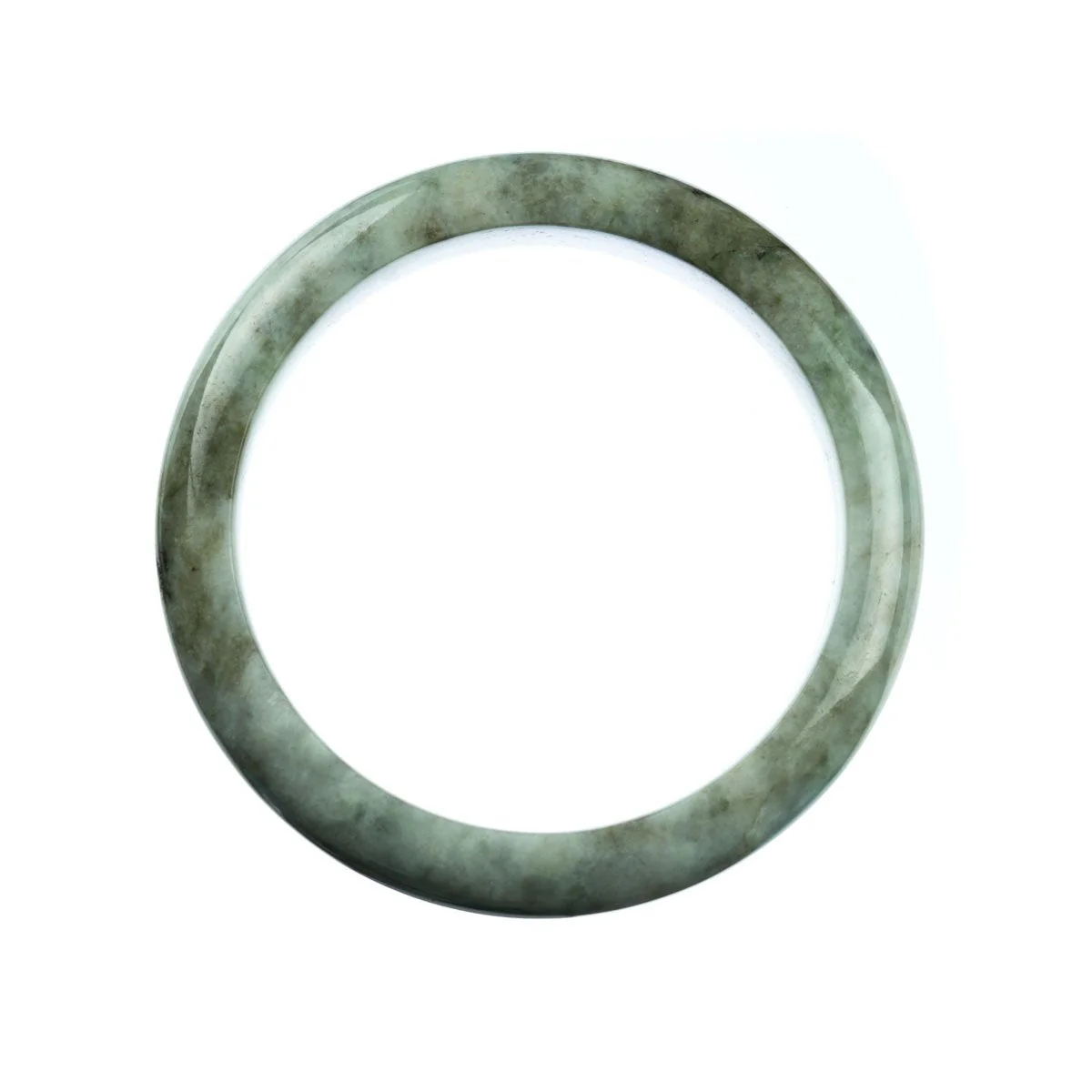 Genuine Grade A Grey Burma Jade Bracelet - 62mm Half Moon - Image 3