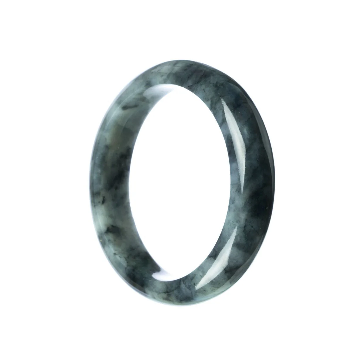 Authentic Grade A Grey Jadeite Jade Bracelet - 58mm Half Moon - Image 2