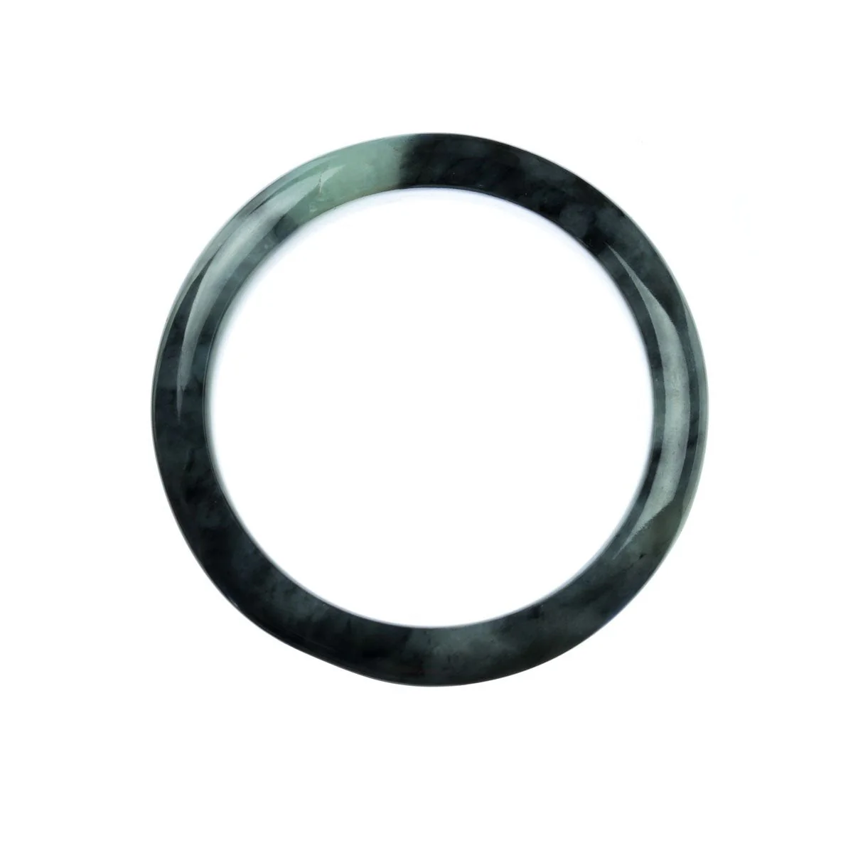 Authentic Grade A Grey Jadeite Jade Bracelet - 58mm Half Moon - Image 3