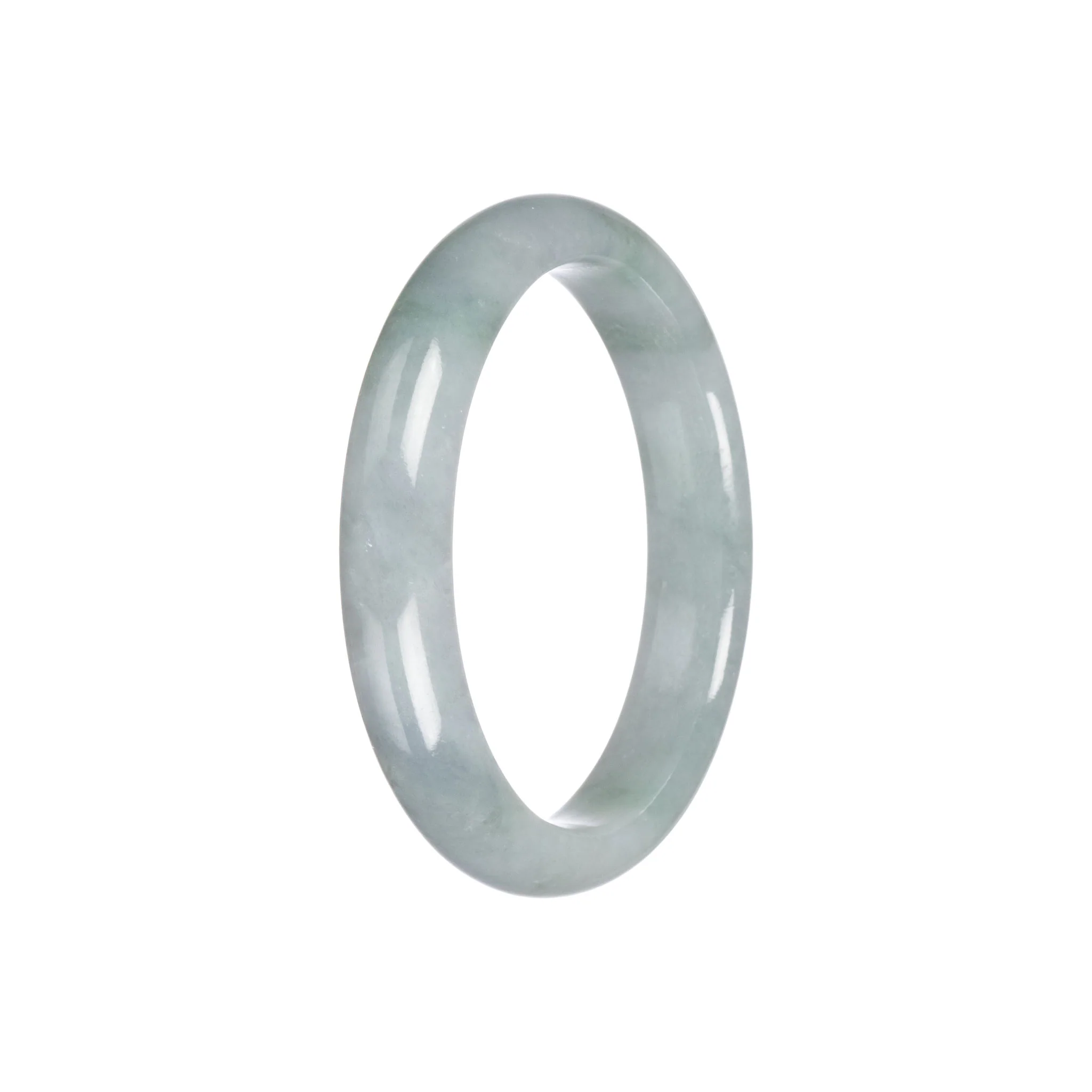 Genuine Type A Grey Jadeite Jade Bangle - 55mm Half Moon - Image 4