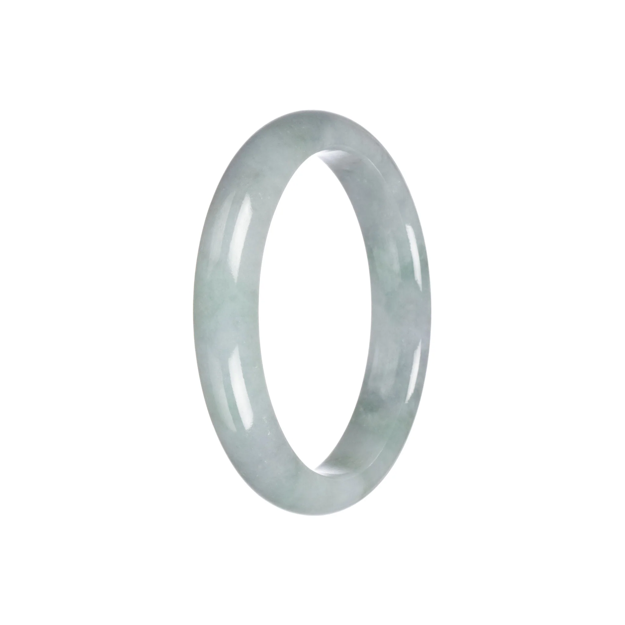 Genuine Type A Grey Jadeite Jade Bangle - 55mm Half Moon - Image 5