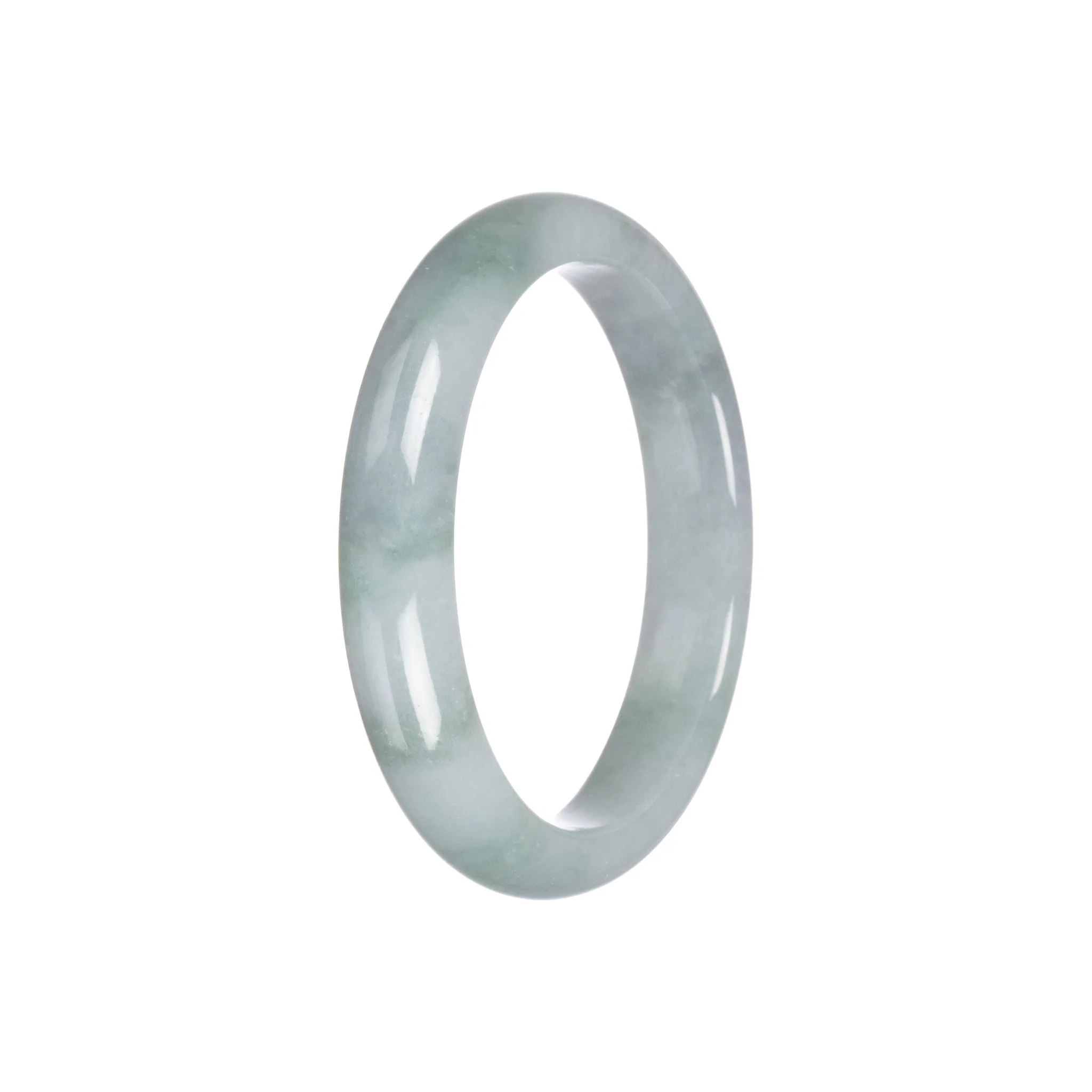 Genuine Type A Grey Jadeite Jade Bangle - 55mm Half Moon - Image 6