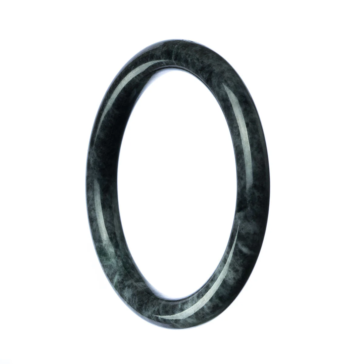 Real Grade A Grey Jadeite Jade Bangle - 59mm Round - Image 2