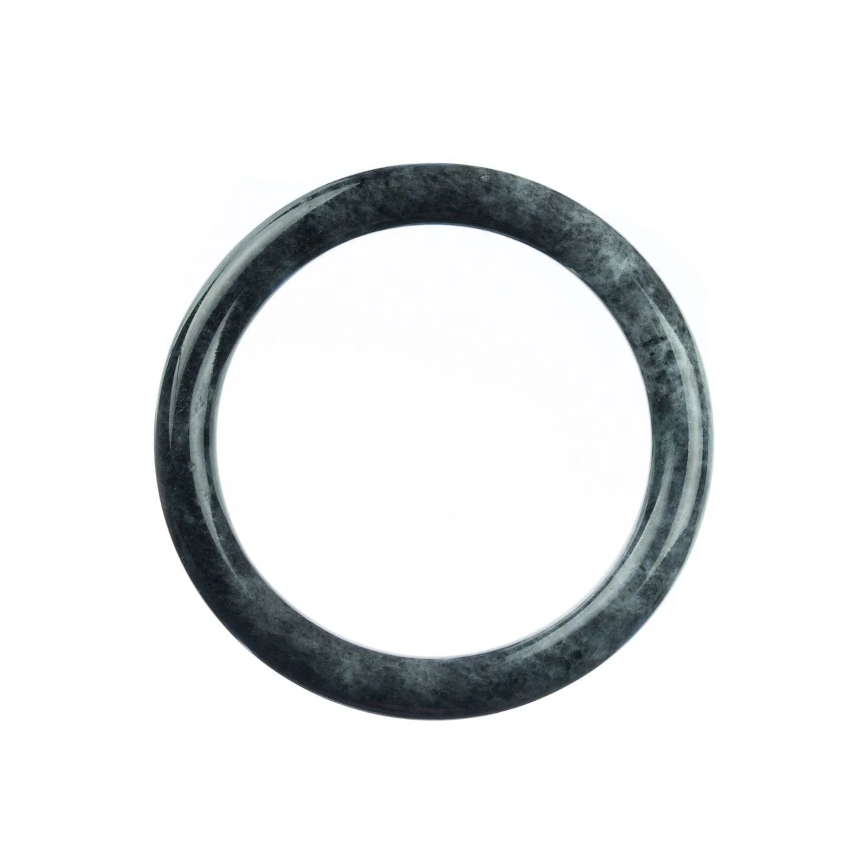Genuine Type A Grey Burmese Jade Bangle Bracelet - 59mm Round - Image 4