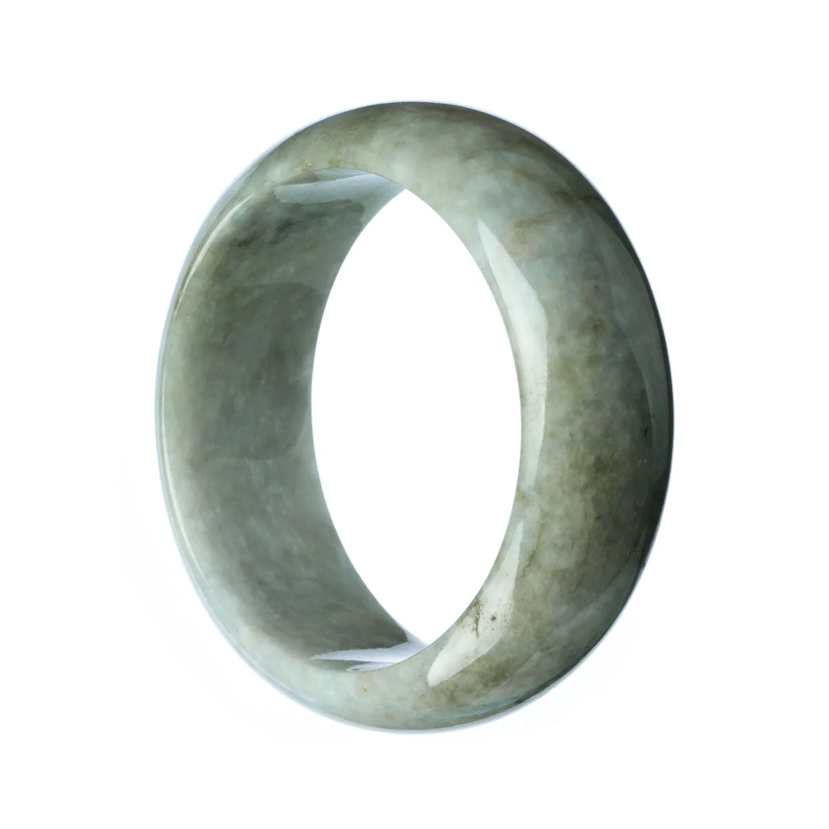 Genuine Untreated Grey Jade Bangle - 62mm Flat