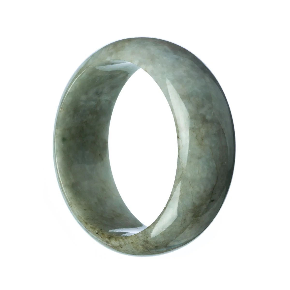 Genuine Untreated Grey Jade Bangle - 62mm Flat - Image 2