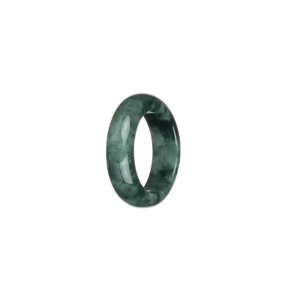 Certified Grey with Dark Green Pattern Jade Ring  - US 8.25 - Image 2
