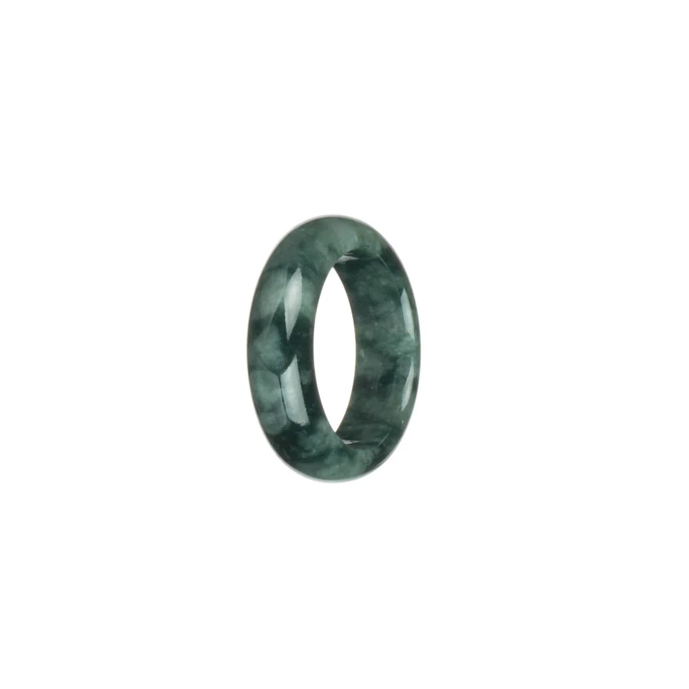 Certified Grey with Dark Green Pattern Jade Ring  - US 8.25 - Image 3
