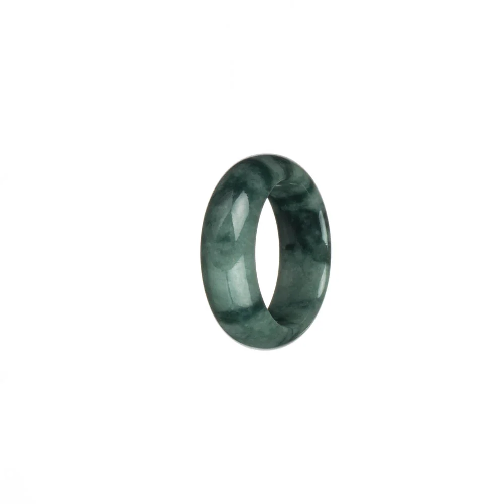 Certified Grey with Deep Green Patterns Jadeite Jade Ring  - US 8