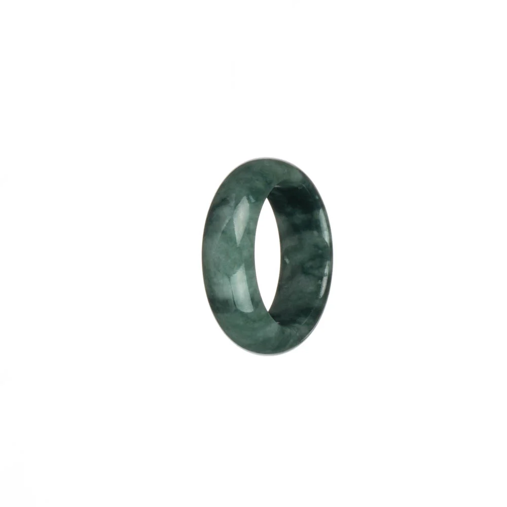 Certified Grey with Deep Green Patterns Jadeite Jade Ring  - US 8 - Image 2