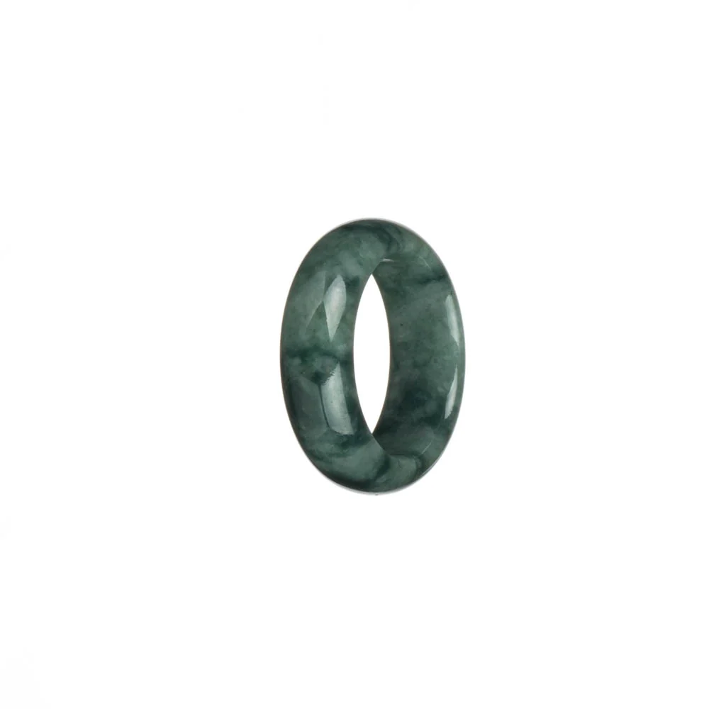 Certified Grey with Deep Green Patterns Jadeite Jade Ring  - US 8 - Image 3