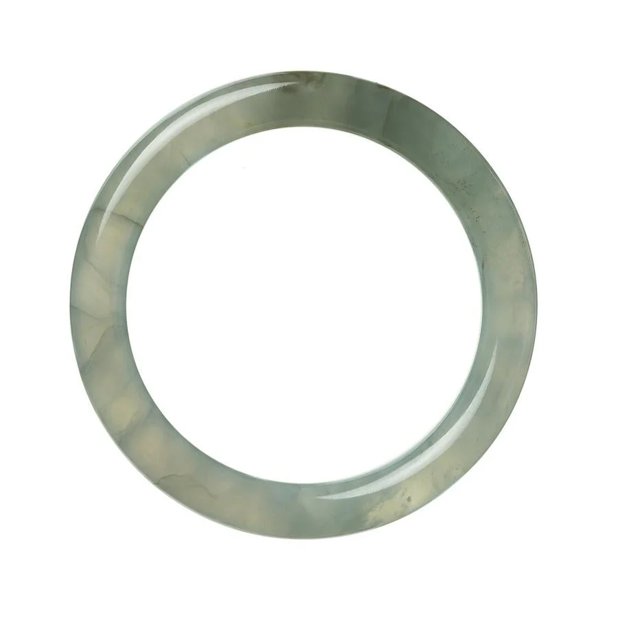 Genuine Untreated Greyish Green Burmese Jade Bangle Bracelet - 58mm Semi Round - Image 2
