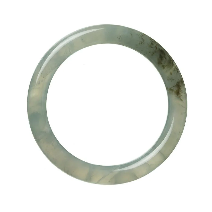 Genuine Untreated Greyish Green Burmese Jade Bangle Bracelet - 58mm Semi Round - Image 3