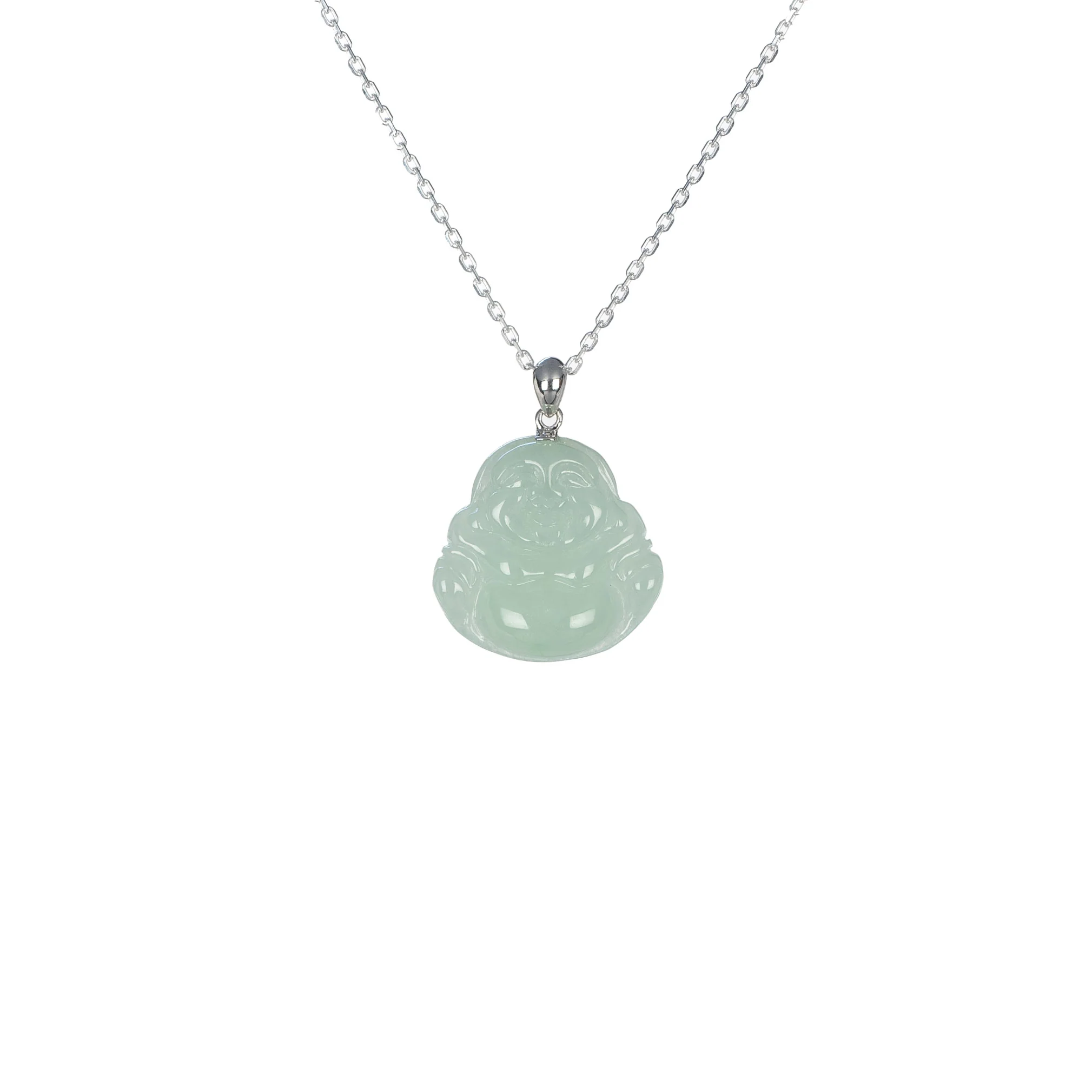 Ideali Happy Buddha Jadeite Jade Necklace with 18K Gold