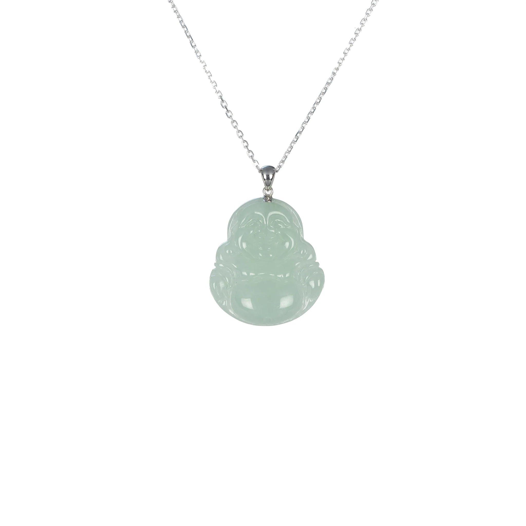 Ideali Happy Buddha Jadeite Jade Necklace with 18K Gold - Image 3